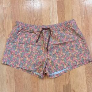 Toad&Co Women Boundless Brown Pink Green Floral Shorts Boho Granola Outdoor XL